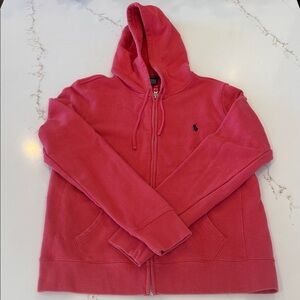 Ralph Lauren Sport Zip Up Hoodie Coral Cotton Sweatshirt Women’s Large